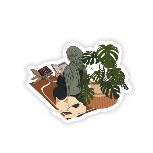 Reading Cat Sticker