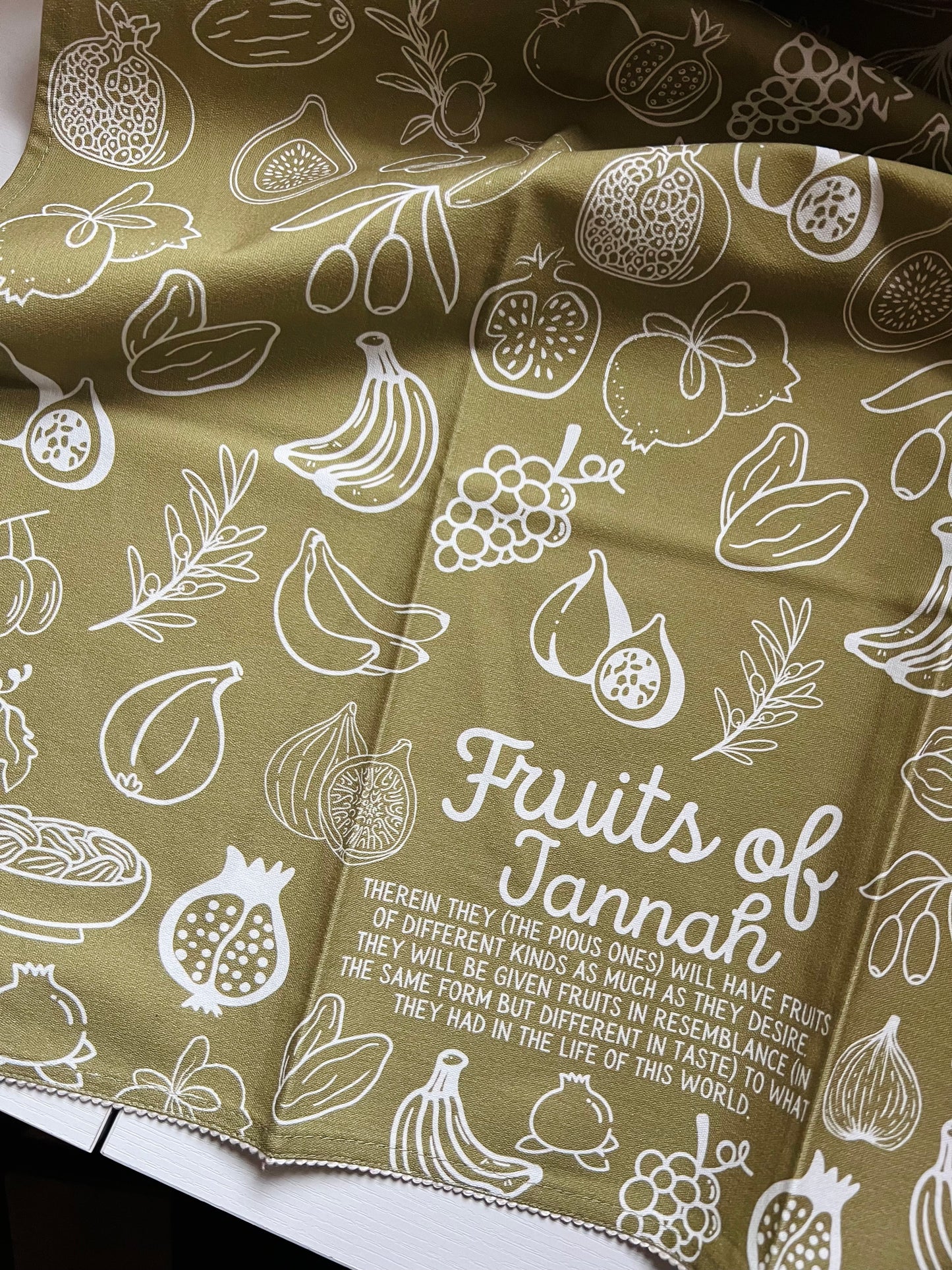 Imperfectly Perfect Fruits of Jannah Tea Towel