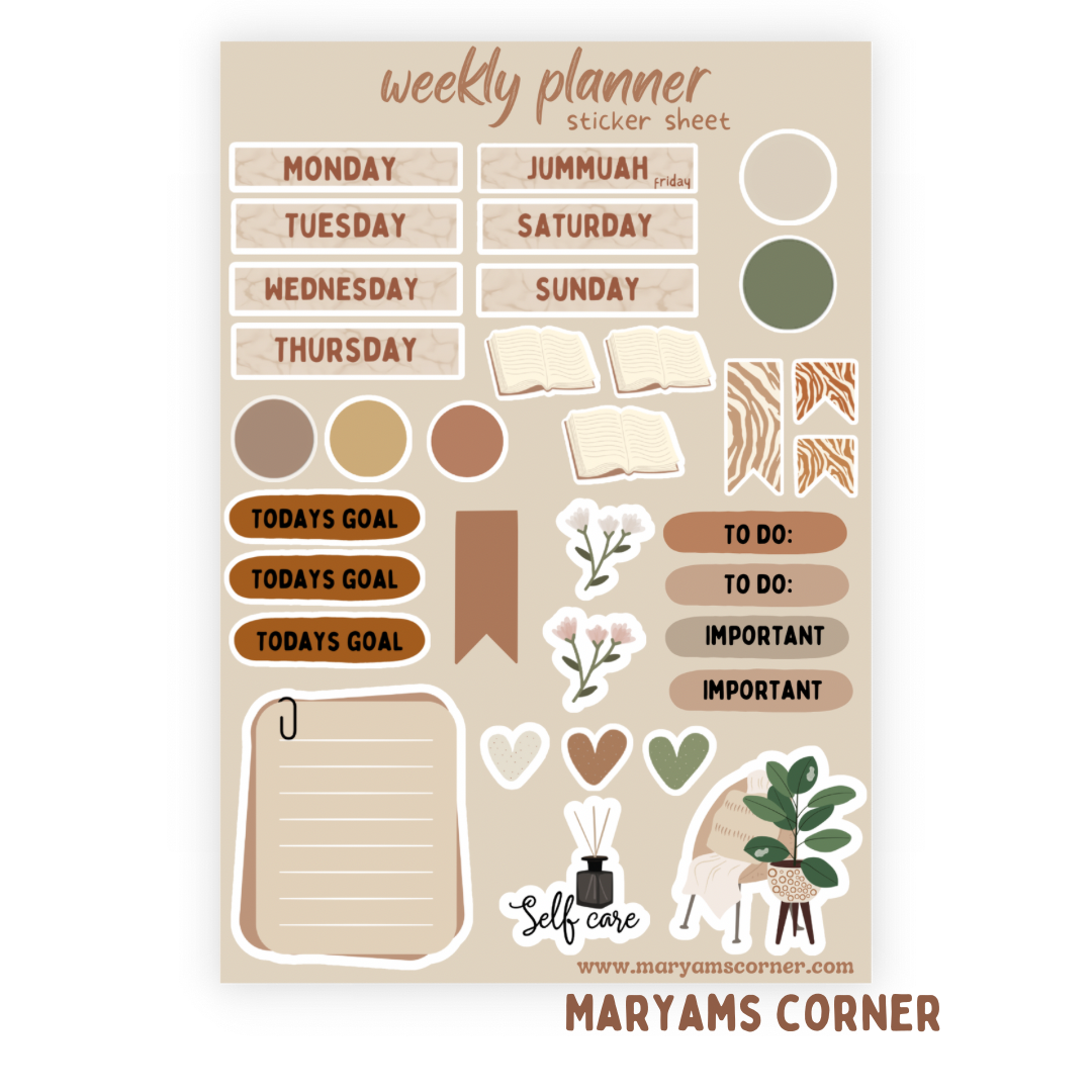 Weekly Planner Sticker Sheet – MARYAMSCORNER