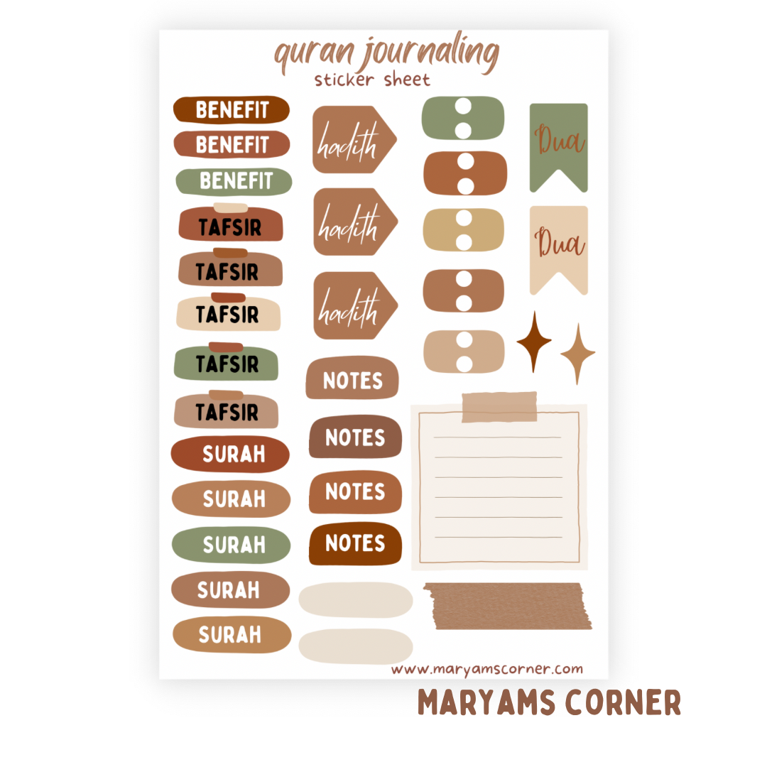 Quran Journaling Sticker Sheet