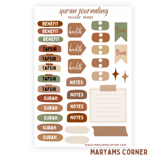 Quran Journaling Sticker Sheet