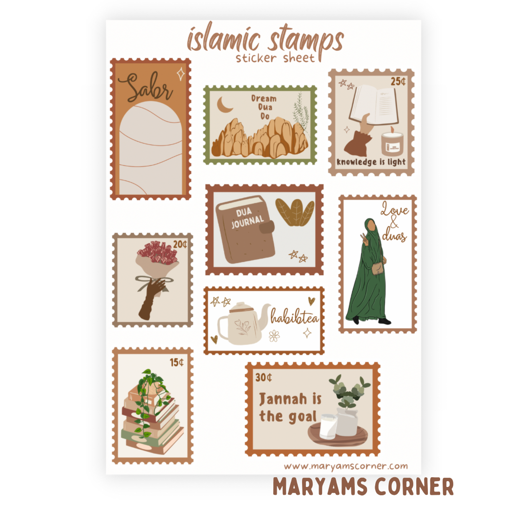 Islamic Stamps Sticker Sheet