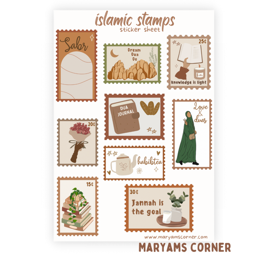 Islamic Stamps Sticker Sheet